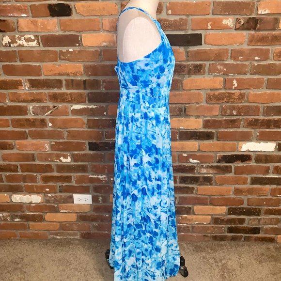 Calvin Klein Blue Floral Halter Maxi Dress 8 - Picture 4 of 7